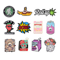 Broche créative haut de gamme en alliage plaqué, série irrégulière, motifs avion de dessin animé/bouteille de boisson/fleur