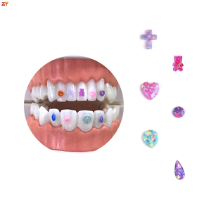 Vendita calda senza piombo collezione di forme di gioielli dentali 92 colori opale sintetico flash stone stick accessorio blue pink tooth gem - Product Image 1