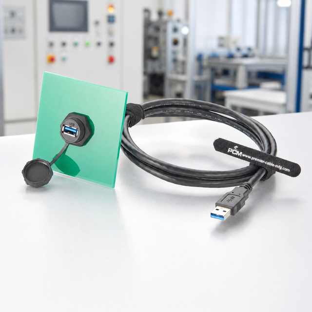 IP67 Waterproof USB 3.0 Type-A Male to Female Panel Mount Extension Cable 5Gbps Shielded Bulkhead Cable for IFM E70453