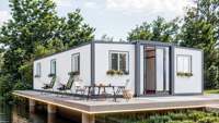 Rumah Kontainer Ekspansiabel Modern Midcentury 40Ft 20Ft, 2 Kamar Tidur, Struktur Baja, Kantor Luar Ruangan, Rumah Kantor