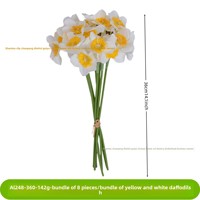 Frischer Stil Narzissen-Kunstblumenstrauß aus Harz – Hochwertiger, luxuriöser Handstrauß für Hochzeiten, Esstische und Wohnzimmer