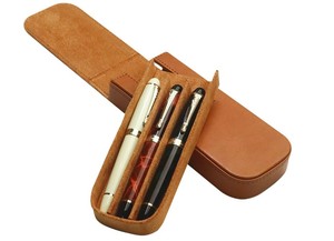 Étui à crayons en cuir vintage de qualité supérieure, fait main, en cuir Crazy Horse, avec fermeture éclair, pochette à stylos durable, organiseur de papeterie rétro - Product Image 1