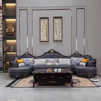 Elegante Wohnzimmer-Sofagarnitur aus Massivholz mit Schnitzereien