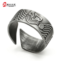 Bague de mode personnalisée avec gravure en relief/en creux, finition argent antique, pour la reconnaissance des employés