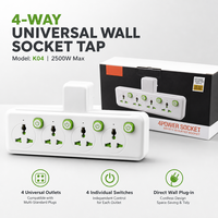 Stop Kontak Listrik 4 Lubang Universal, Kabel Ekstensi 2M, Daya 2500W, Tahan Lama, Cocok untuk Garasi