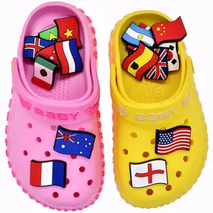 Nouvelle arrivée personnalisé shoesk pvc chaussures décoration uas asie afrique pays chaussures nationales breloques drapeau