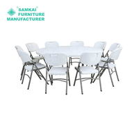 Table pliante ronde en plastique HDPE, table de banquet portable pour la restauration, les fêtes et les événements