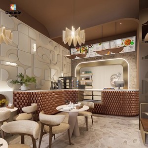 Modern Eco-Friendly <b>Waterproof</b> Outdoor Coffee Kiosk <b>LED</b> <b>Lighting</b> | Custom Bar Counter Restaurant Interior Design - Product Image 1