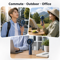 Ventilateur portable rechargeable 2026 avec lumière LED, 2600 mAh, mini, 4 vitesses, USB Type C, 3W, sans balais, compatible voiture, portable, été