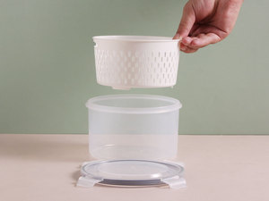 Boîte de conservation ronde avec passoire, panier en plastique PP 2 en 1, boîte de conservation pour fruits avec couvercle, 1250 ml - Product Image 3