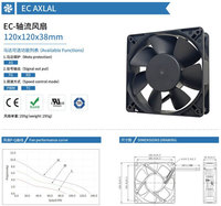 Ventilador Axial EC de 120x120x38mm con Rodamiento de Bolas, Silencioso, 110-220V, Industrial, OEM, ODM, 70000 Horas de Vida Útil