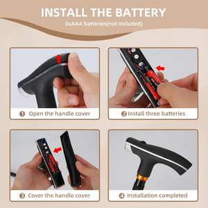 Tongkat Jalan Aluminium dengan Lampu LED, Lipat, Dapat Disesuaikan, Alas Empat Kaki Berputar, Berdiri Sendiri, untuk Lansia dan Dewasa, Kelas I - Product Image 5