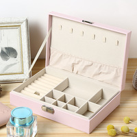 Boîte à bijoux en cuir PU, nouveauté mode européenne boîte à bijoux Double couche boîte de rangement de bijoux pour bague, boucles d'oreilles et collier boîte d'emballage