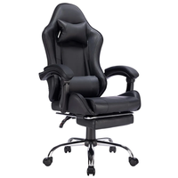 Chaise de bureau pivotante de qualité supérieure, roulement fluide, entièrement noire, nouveau logo, chaise de gaming pour adultes avec repose-pieds massant