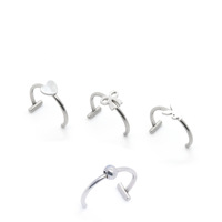 Vente en gros de faux anneau de lèvre en acier inoxydable 316L 20G en forme de cœur, labret à clip sans piercing, bijoux de corps pour femmes