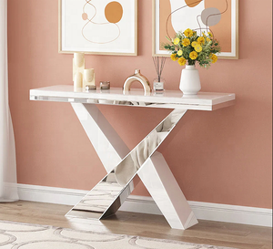 Table <span class=keywords><strong>console</strong></span> de luxe <span class=keywords><strong>en</strong></span> <span class=keywords><strong>verre</strong></span> miroir blanc <span class=keywords><strong>en</strong></span> forme de O pour le salon - Product Image 4