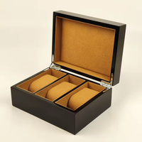 Kotak Penyimpanan Jam Tangan Kayu Mengkilap 3 Slot dengan Bantalan Suede, Engsel Logam, Logo Custom untuk Koleksi Jam Tangan Mewah dan Display Retail