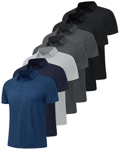 Chemises décontractées pour hommes grandes tailles, unies, en maille, séchage rapide, polyester/coton, manches courtes, pour le golf et le sport, vente en gros - Product Image 2
