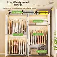 Armoire en acier minimaliste moderne pour chambre à coucher et unité de location ; Montage simple ; Armoire métallique anti-poussière ; Penderie modulable