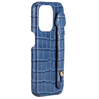 Étui de téléphone en cuir de vachette de luxe effet crocodile Painting Edge, coque personnalisée pour iPhone 15 Pro avec sangle, fabrication de coques de téléphone