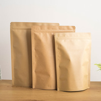 Sacs en papier kraft brun et blanc bon marché, debout, pour l'emballage alimentaire, avec fermeture éclair et fenêtre, sacs en papier kraft debout