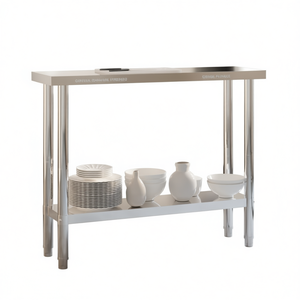 Commercial Kitchen <b>Work</b> <b>Table</b> 43.3x11.8x33.5 Stainless Steel Polished Finish Freestanding - Product Image 1