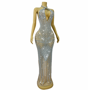 Novance Y4838 Abiti <span class=keywords><strong>Sexy</strong></span> da Donna in <span class=keywords><strong>Rete</strong></span> con Strass per Feste e Club Abiti da Compleanno di Design Cinese - Product Image 2