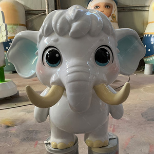 Cartoon <b>Elephant</b> Fiberglass Sculpture Outdoor <b>Decorative</b> Figure Handmade Animal Statue Floor Mount - Product Image 4