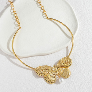 Nouveauté : Collier ras du cou en acier inoxydable tendance pour filles, délicat collier papillon vintage pour femmes, cadeau bijoux - Product Image 2