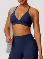 Soutien-gorge de sport minimaliste à bretelles croisées, léger, respirant, écologique, extensible dans quatre directions, avec logo personnalisé de marque de créateur pour