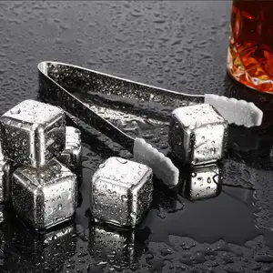 Bar Accessories Cocktail Ice Cube Whiskey Cubes Stainless Steel Ice Cubes With Ice Tongs