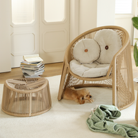Ensemble table et chaises de balcon en rotin moderne Meiqi, adapté aux animaux domestiques, pour terrasse extérieure, jardin, parc, relaxation des chats et des chiens