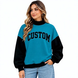 Sweat-shirt à col montant entièrement personnalisable, tricoté, coupe oversize, nouvelle conception premium, couleur unie, épaules tombantes, style streetwear, pour l'hiver - Product Image 1