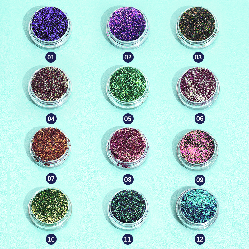 Ins 12 Colors Chameleon Glitter Eyeshadow Costom Logo Luxury Single Eye Shadow Palette Highlight Eye Shadow Glitter Gel Powder
