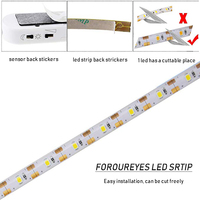 Bande de lumière LED PIR détecteur de mouvement Induction bande LED batterie 60leds/m 2835smd sous lampe de lit pour placard armoire escalier