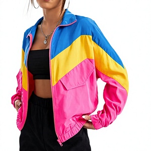 Blouson Bomber Unisexe Rétro Personnalisé OEM/ODM, Imperméable, Léger, Style Streetwear Années 90, Blocs de Couleurs Vintage, Logo Frontal - Product Image 1
