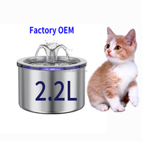 Gamelle intelligente sans fil 2,2 L pour animaux domestiques (chats et chiens) avec lumière LED, double alimentation, en acier inoxydable 304, étanche et facile à nettoyer – Modèle OEM d'usine