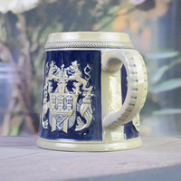 Chope à bière réutilisable en porcelaine classique de qualité supérieure, écologique, compatible lave-vaisselle, avec couvercle en aluminium, origine Fujian, armoiries de la République tchèque