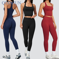 Nouvel ensemble de sport pour femme : haut de gym sans couture et leggings côtelés – Tenue de yoga et fitness 2 pièces