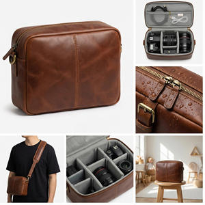 फैक्टरी कस्टम पंड चमड़े के मिररलेस लेंस कंधे का दूत फोटो कैमरा बैग उपकरण के लिए फोटोग्राफी स्लिंग पर्स - Product Image 1