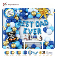 Perlengkapan Garland Balon Hari Ayah Biru Dongker Emas Hitam Balon Lateks Balon Foil Kado Ayah Terbaik Dasi Kumis Balon Foil Selamat Hari Ayah