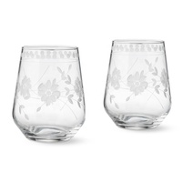Verres à vin décoratifs en verre de luxe, gravés au laser à la main, motif floral, verres à vin sans pied gravés vintage personnalisés pour mariage