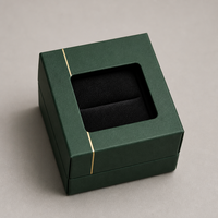Boîte à bagues en carton pliable personnalisée avec insert en velours et fente pour bague, vente en gros pour cadeaux de fiançailles et de mariage