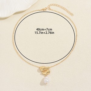 European American Style Women's Long Pearl <b>Necklace</b> Gold Chain Water Drop Pendant Clavicle Chain Everyday Wear - Product Image 4