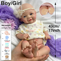 Poupées Reborn OEM en Silicone Souple Corps Entier 17 Pouces Lavables Vivienne à Bouche Ouverte Idéales pour Filles/Garçons, Enfants et Collectionneurs