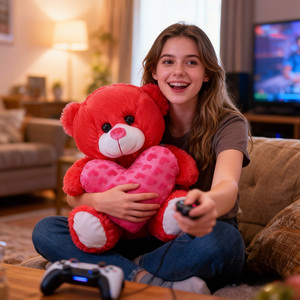 ตุ๊กตาหมีวาเลนไทน์ขายส่ง ขนาด 30 ซม. ผ้าพลัฌนุ่มพิเศษ บรรจุใยฝ้าย PP ช่วยคลายเครียด - Product Image 1