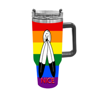Gobelet isotherme personnalisé en acier inoxydable de 40 oz, thème arc-en-ciel gay Two Spirit, pour les voyages longue distance en voiture, les pique-niques en montagne et les barbecues