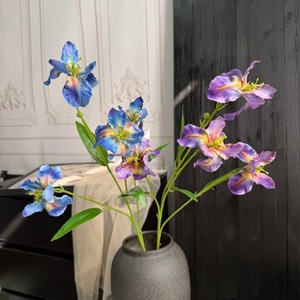 Arreglo de Flores Artificiales de Iris Mu Jinxi, 4 Cabezas, en Amarillo, Rosa, Azul y Morado, Decoración para Bodas y Hogar - Product Image 2