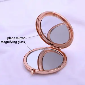 Dual-Sided HD Small Metal Folding Cosmetic Mirror Solid Compact Makeup Pocket Mirror With Carry-On Feature