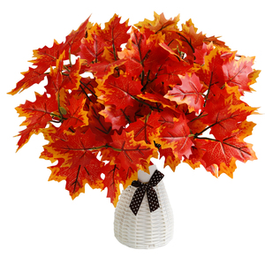 Feuilles d'érable artificielles, lot de feuilles d'automne artificielles, décorations de table pour Halloween, Thanksgiving, jardin, feuilles d'érable d'automne - Product Image 4
